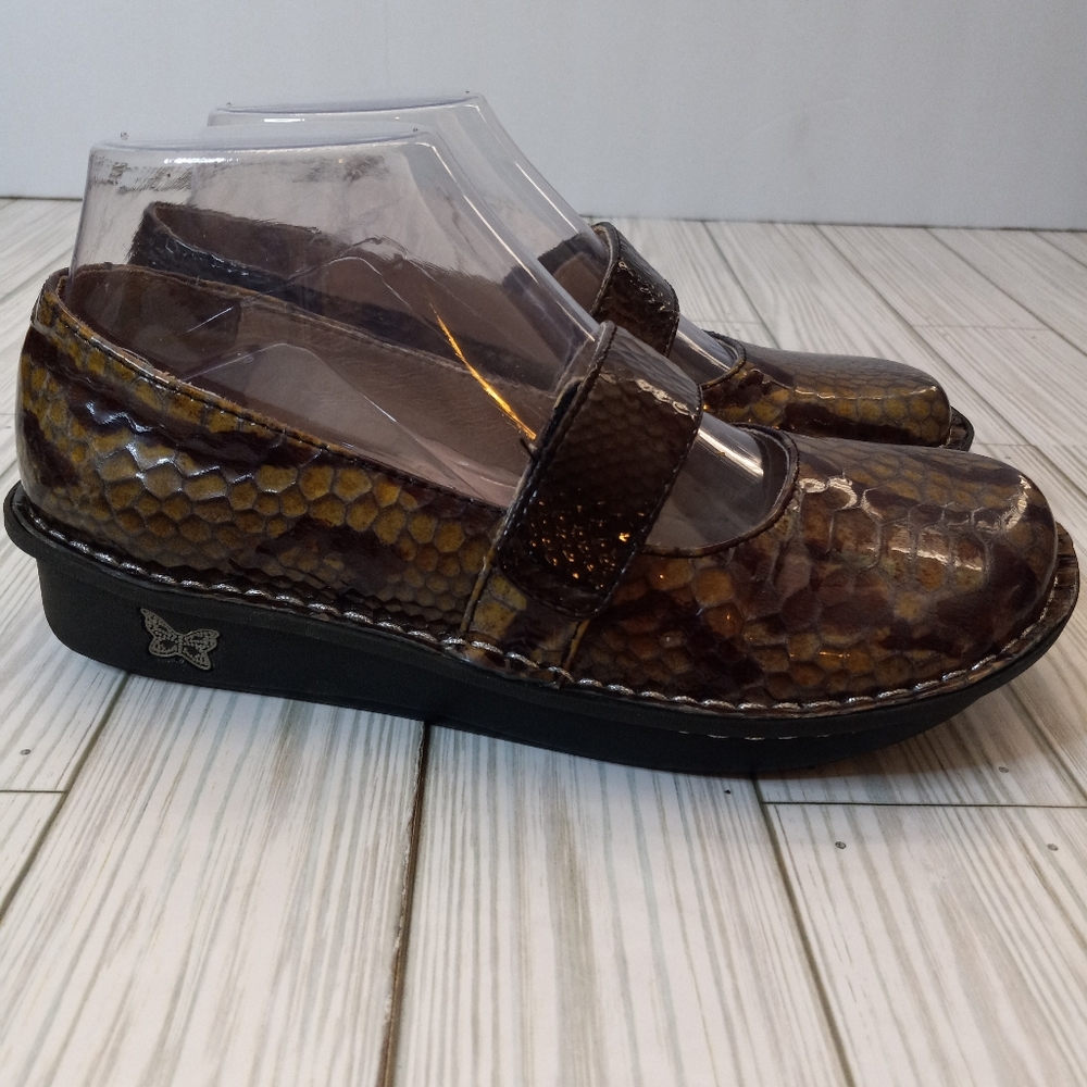 Alegria Snakeskin Print Patent Leather Mary Jane Shoes - Picture 2 of 11